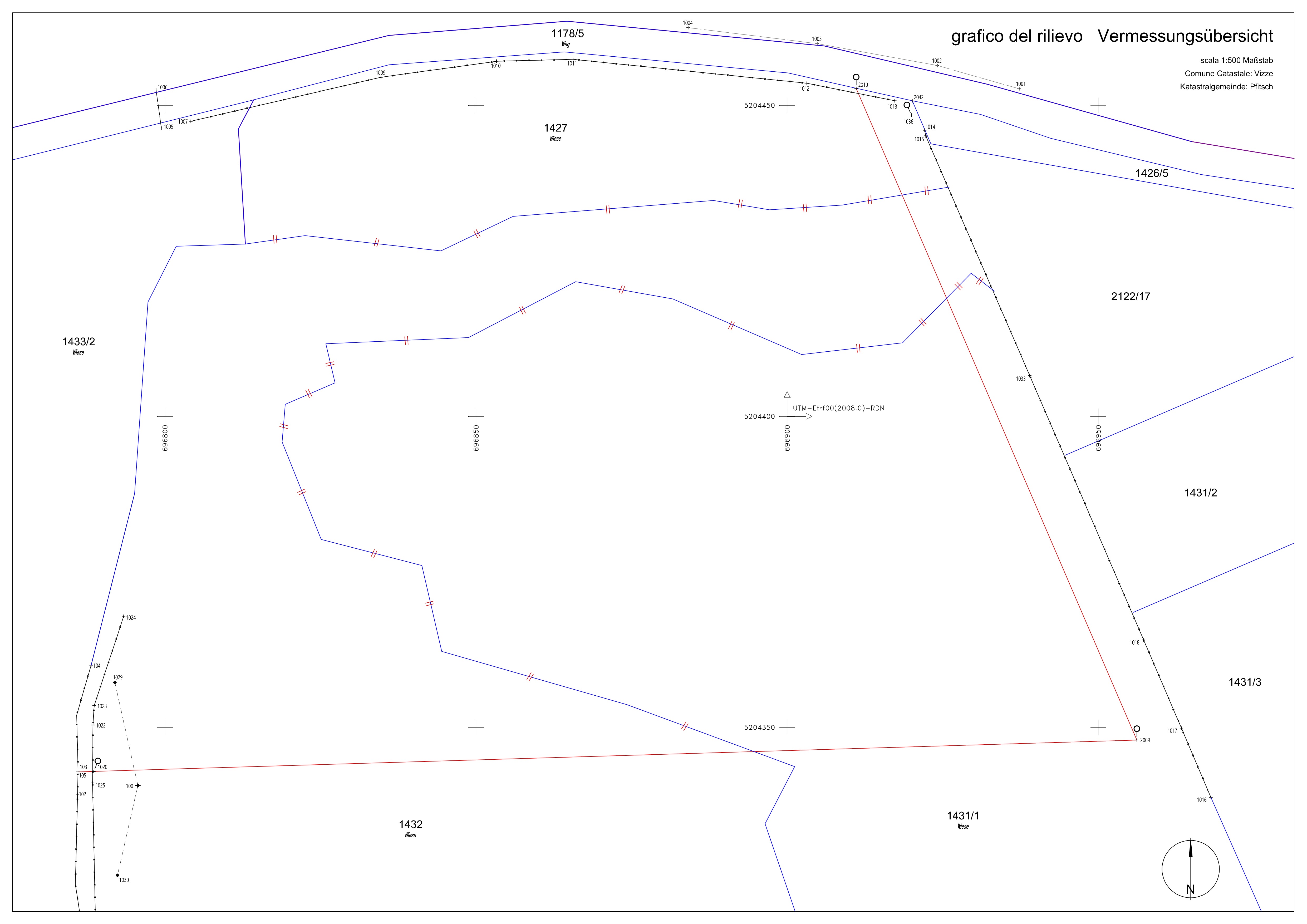 Lageplan / Teilungsplan des Grundstücks (Parzellierung)
